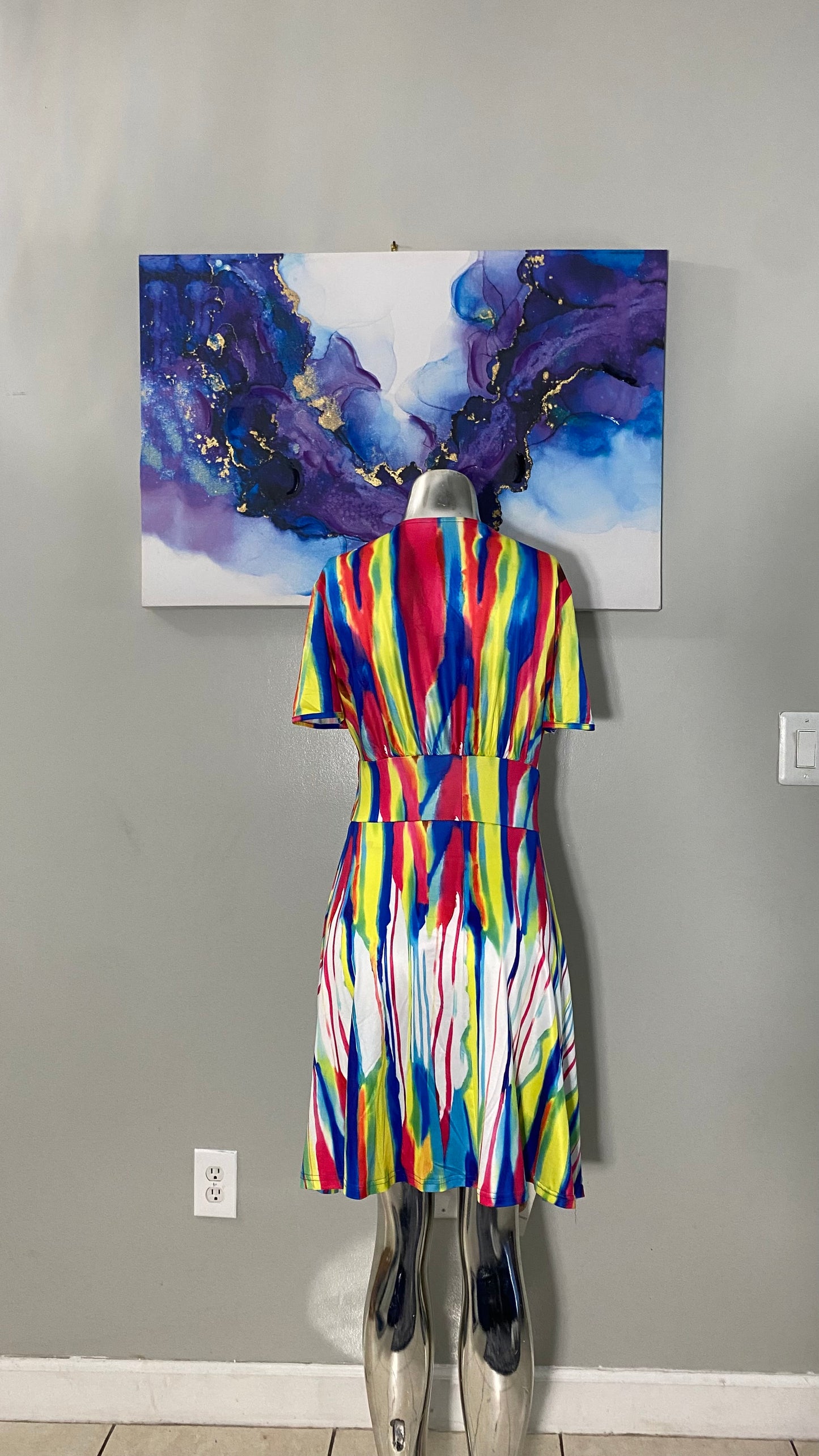 Short sleeved rainbow dress