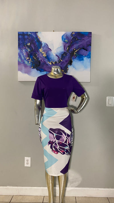 Purple flower print dress