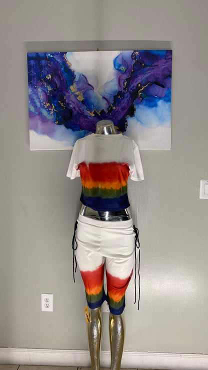 Multi-colored matching shirt and shorts set