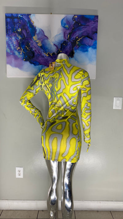 Yellow swirl pattern dress